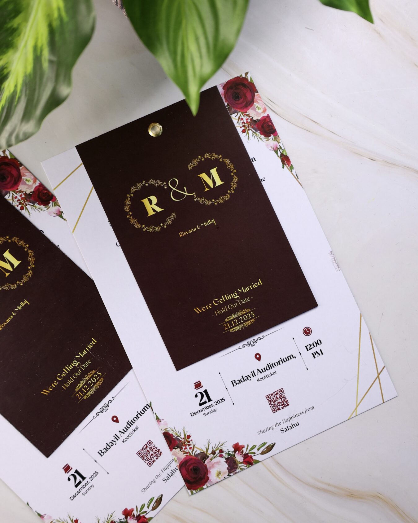 Elegant, Minimal - Brown 2 Layer Wedding Invitation Card