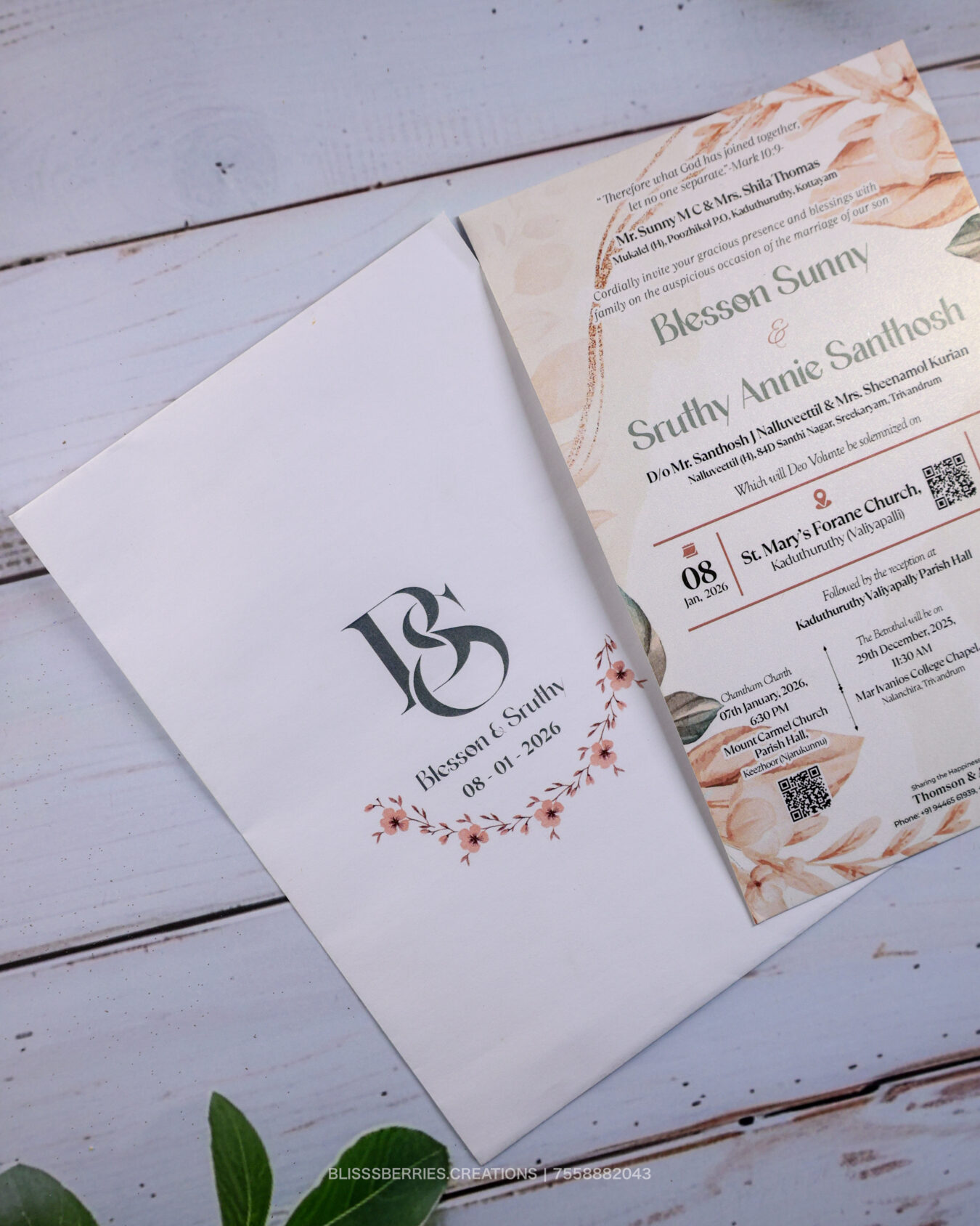 Minimal Elegant Design – Premium Single Layer Wedding Invitation Card with Envelope