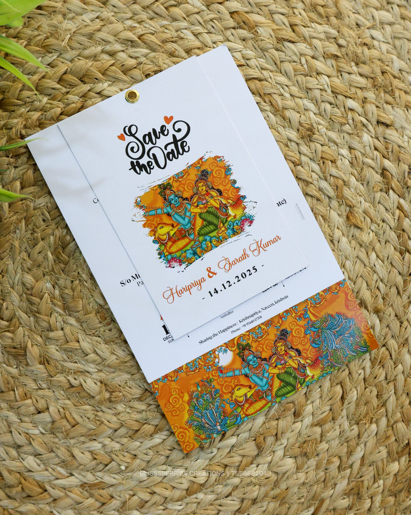 2 Layer Rivet Mural Card Wedding Invitation