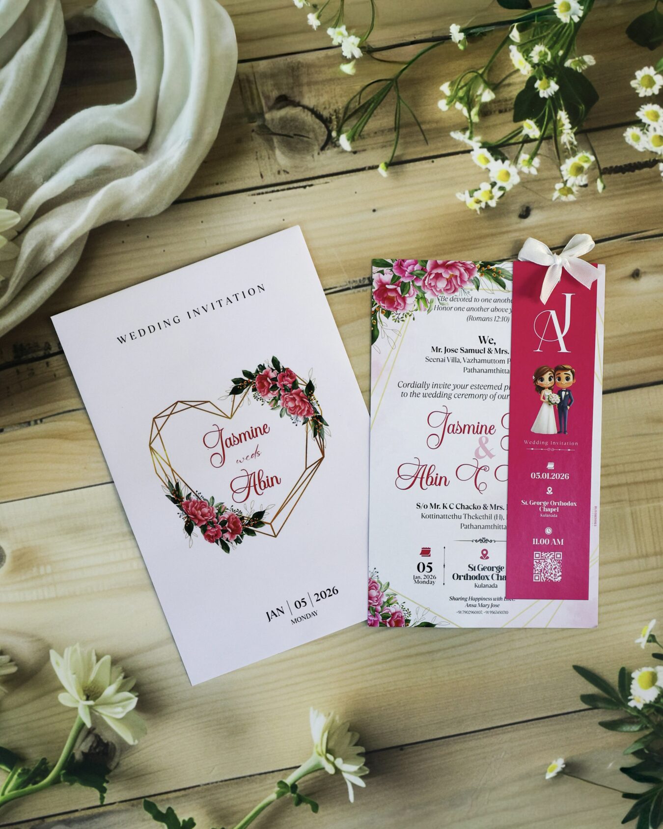 2 Layer Premium Wedding Invitation Card with Envelope
