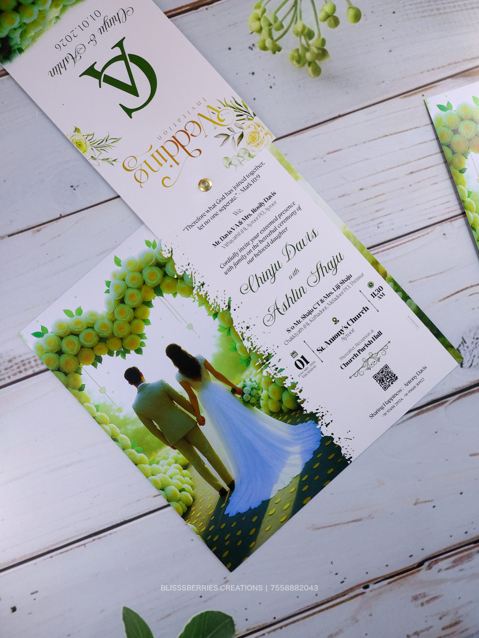 2 Layer Square Dark Couple Wedding Invitation - Image 3