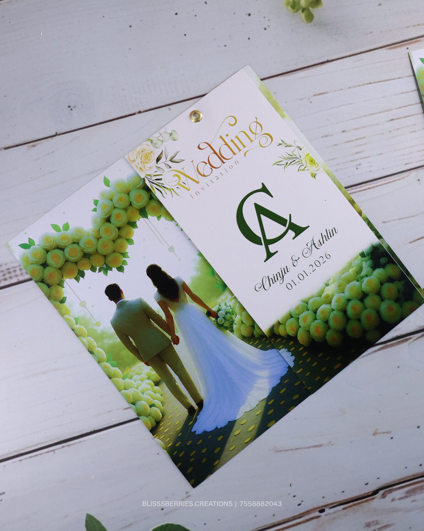 2 Layer Square Dark Couple Wedding Invitation