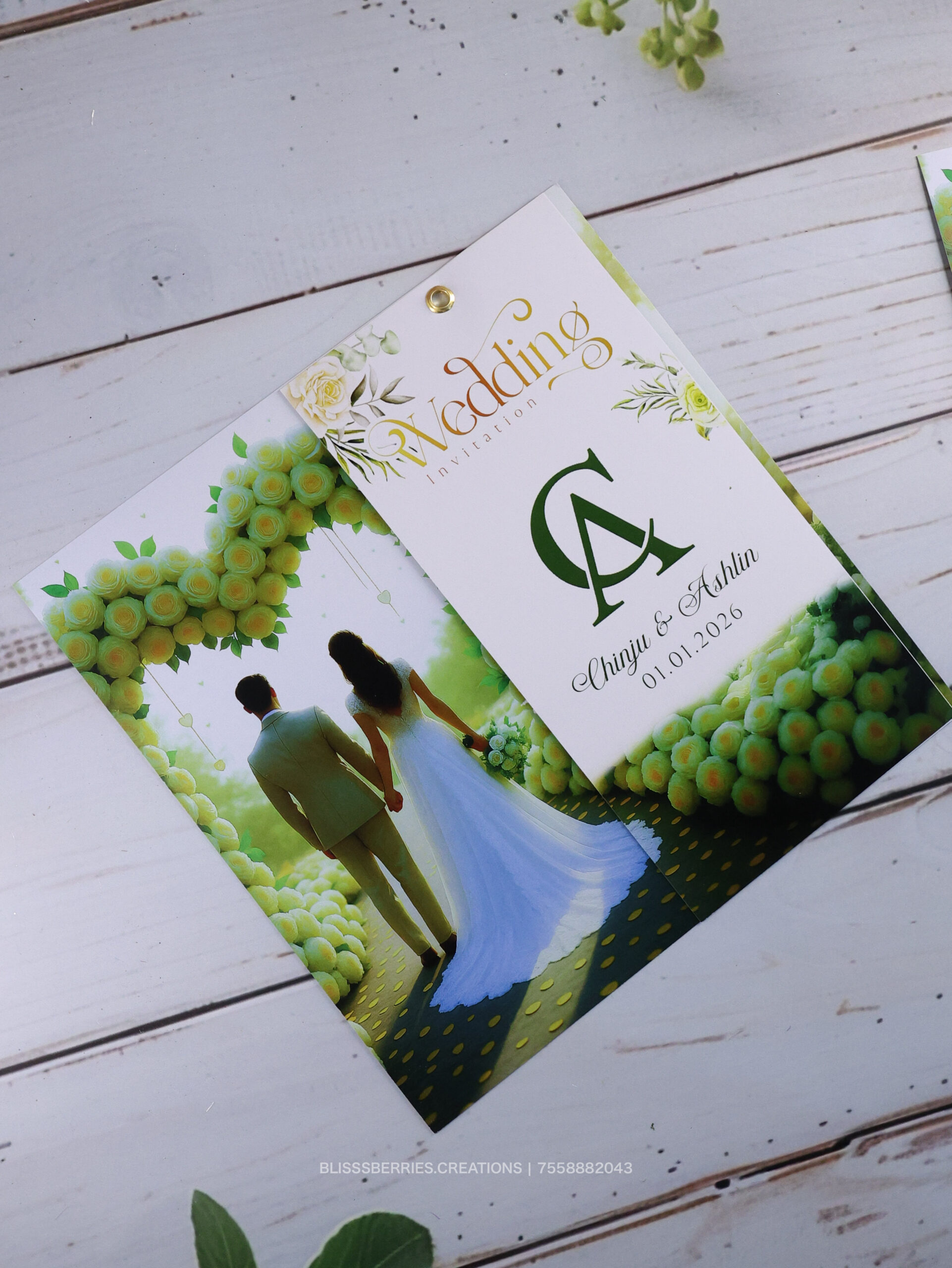 2 Layer Square Dark Couple Wedding Invitation