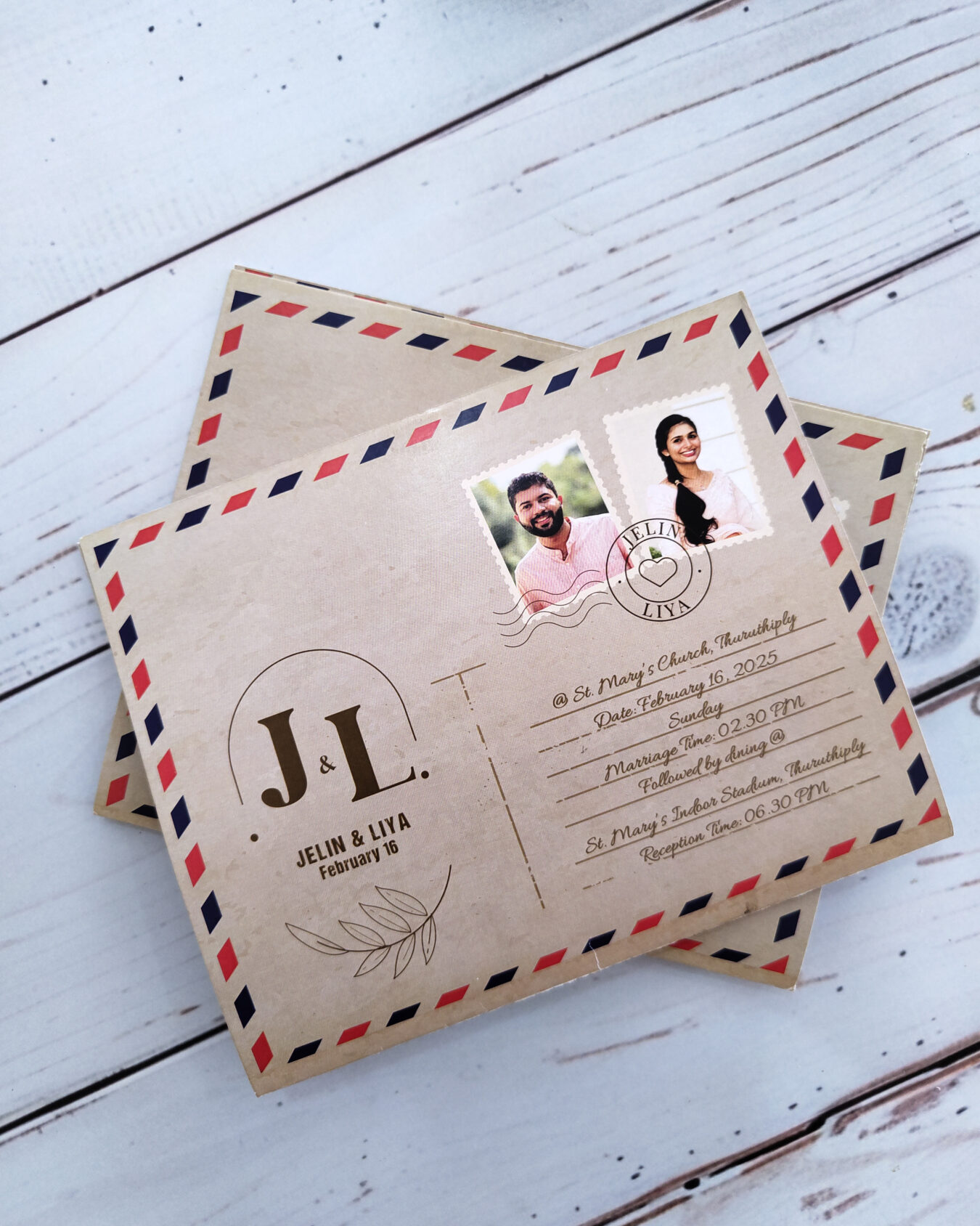 Vintage Postal Wedding Invitation Card