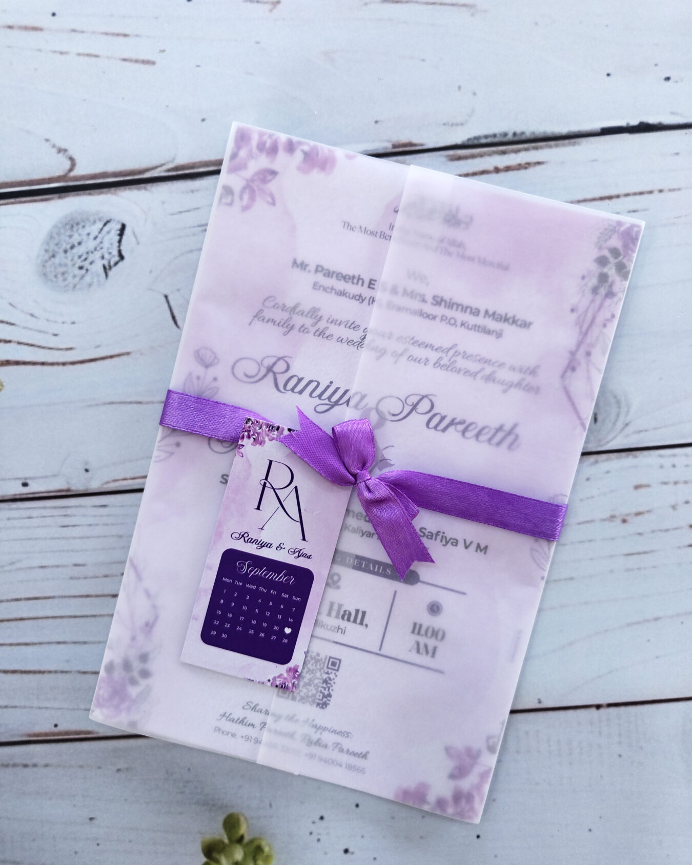 Pure Nikah Sheer Fold-Transparent Fold Wedding Invitation Card