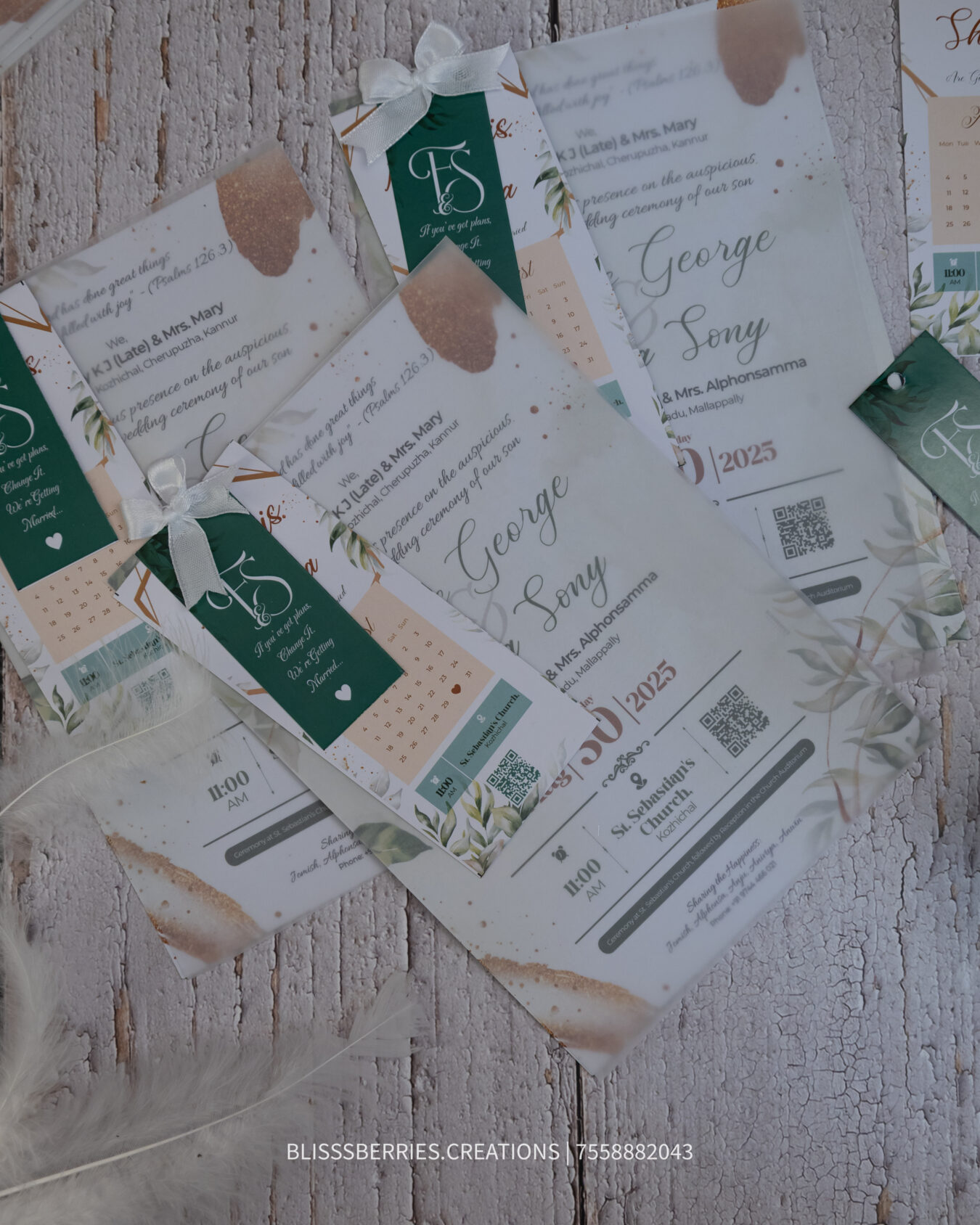 BlissLuxe Quartet – Elegant 4 Layer Wedding Invitation Card