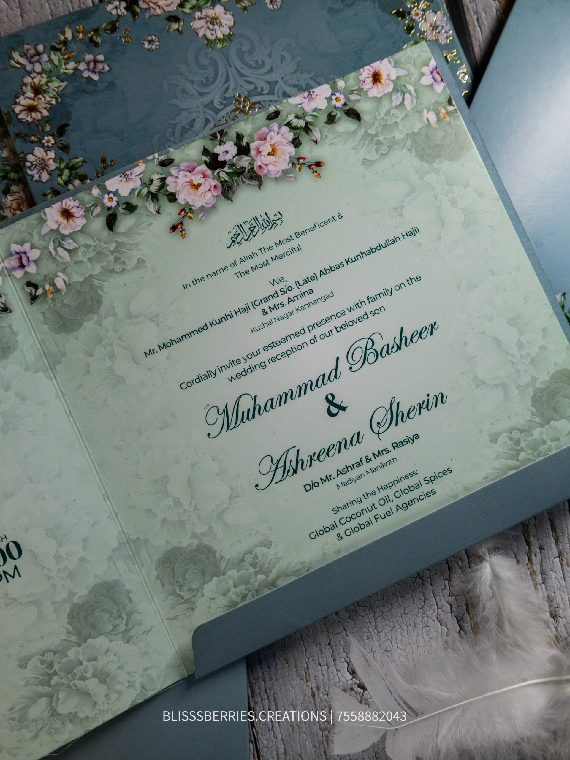 Azure Royale – Premium Blue Wedding Invitation Box, Luxury Card with Gold Accents - Image 4