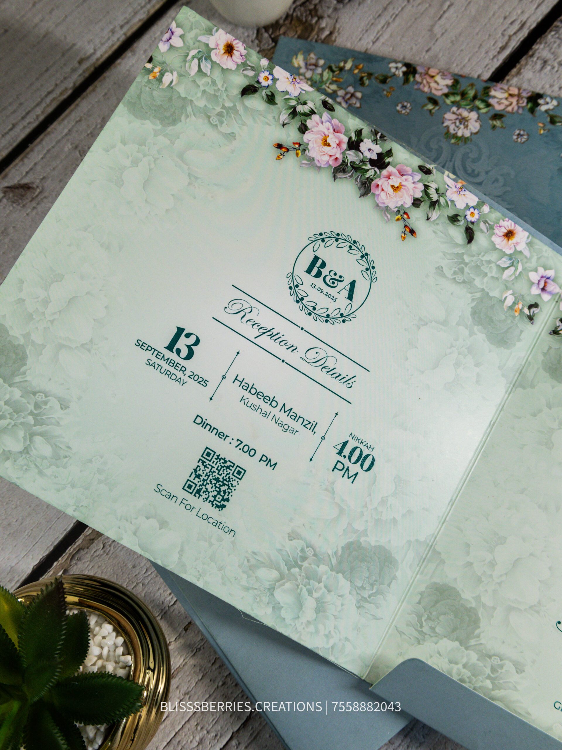 Azure Royale – Premium Blue Wedding Invitation Box, Luxury Card with Gold Accents - Image 5