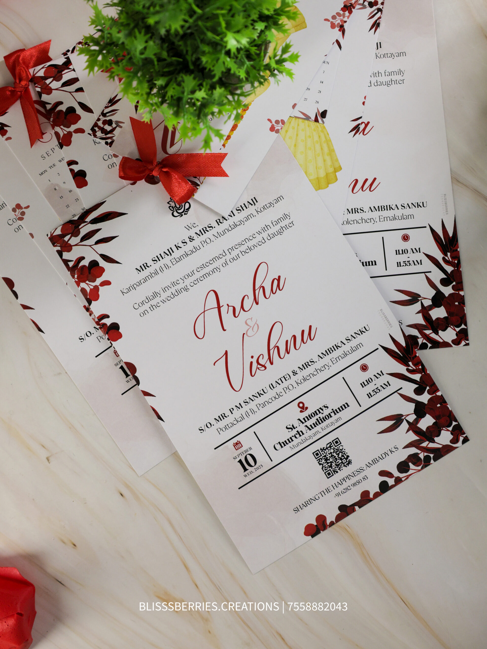 RibbonAura Trinity – 3 Layer Wedding Invitation with Satin Ribbon, Premium Layered Personalized Card. - Image 3