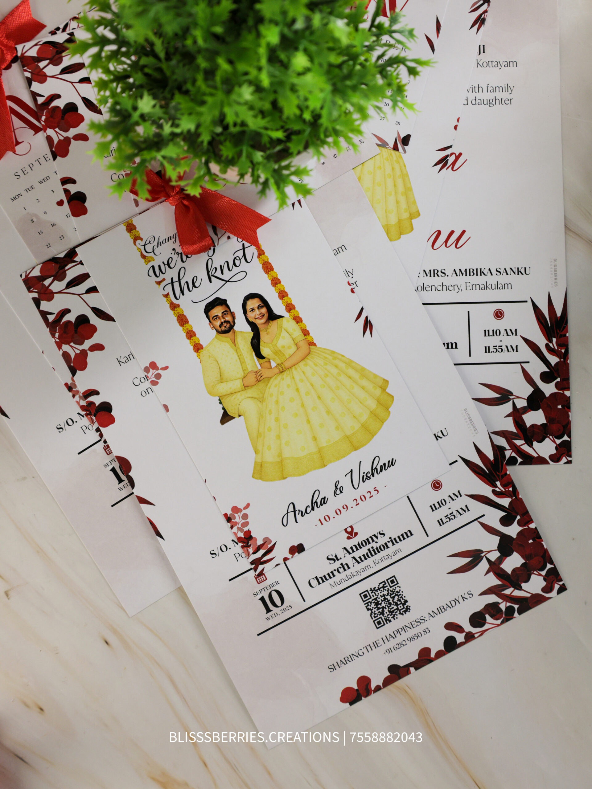 RibbonAura Trinity – 3 Layer Wedding Invitation with Satin Ribbon, Premium Layered Personalized Card. - Image 2