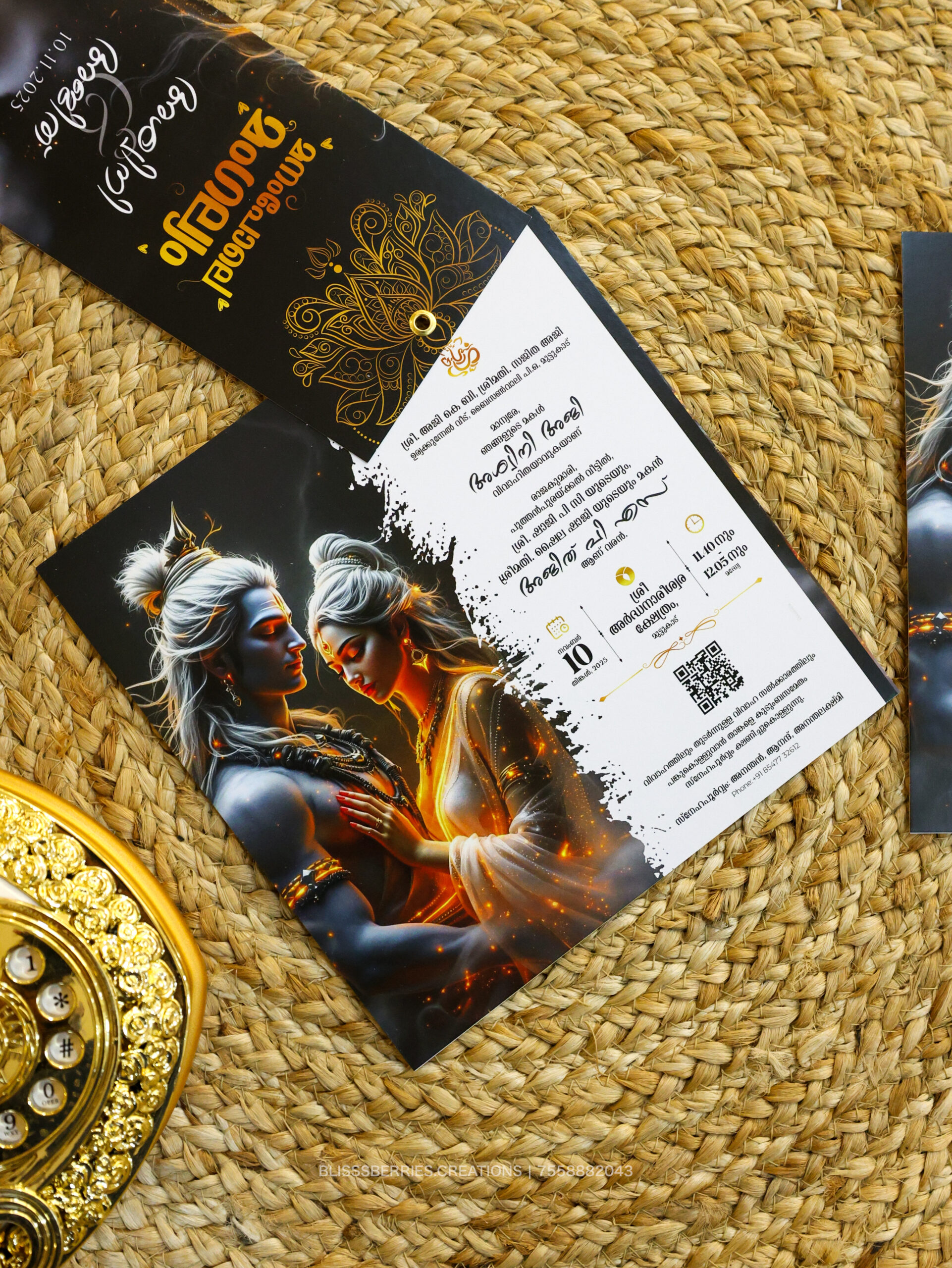 Elegant Black Shivaparvathy Wedding Card - Hindu Invitation - Image 2