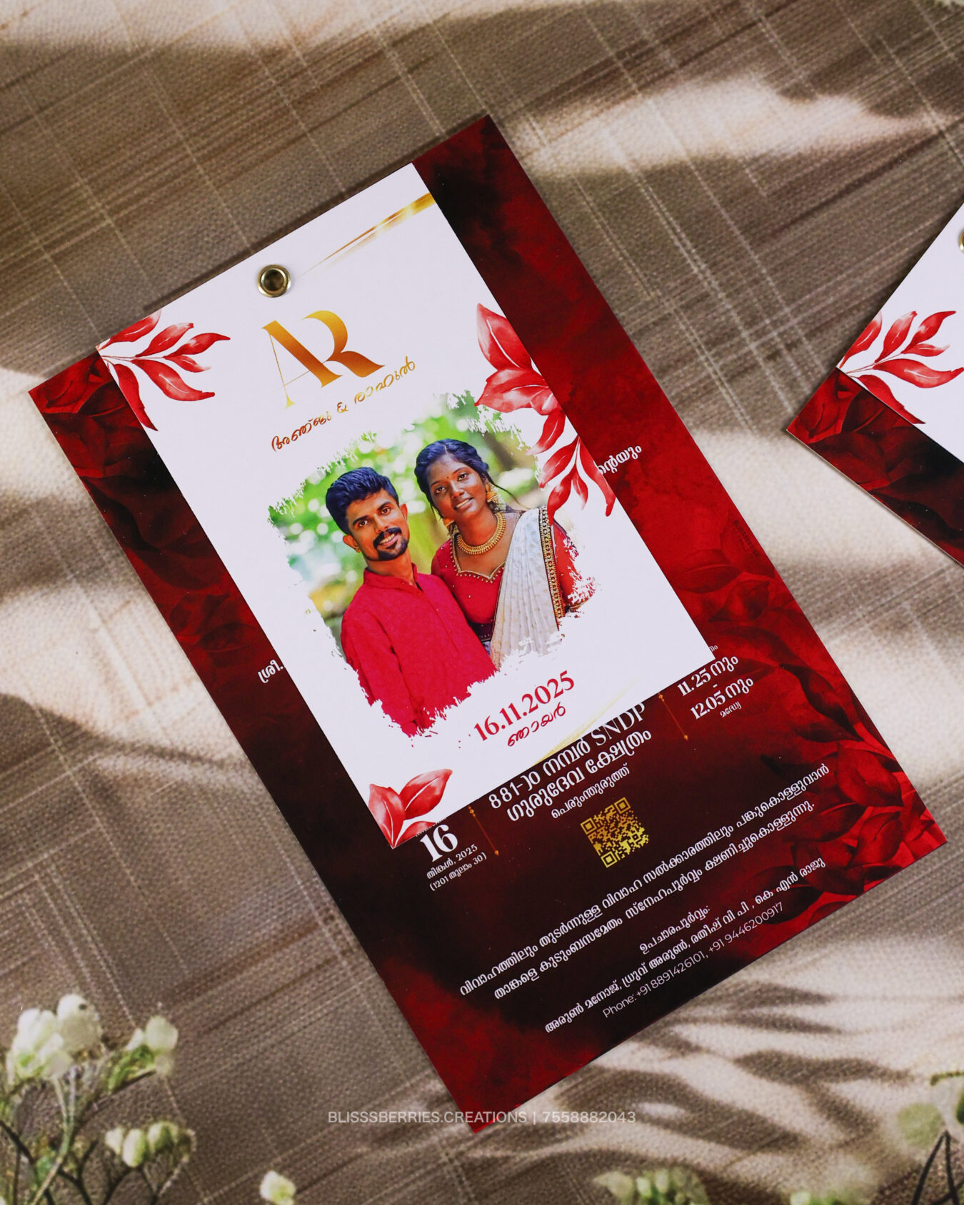 Custom Image – 2 Layer Rivet Wedding Invitation Card