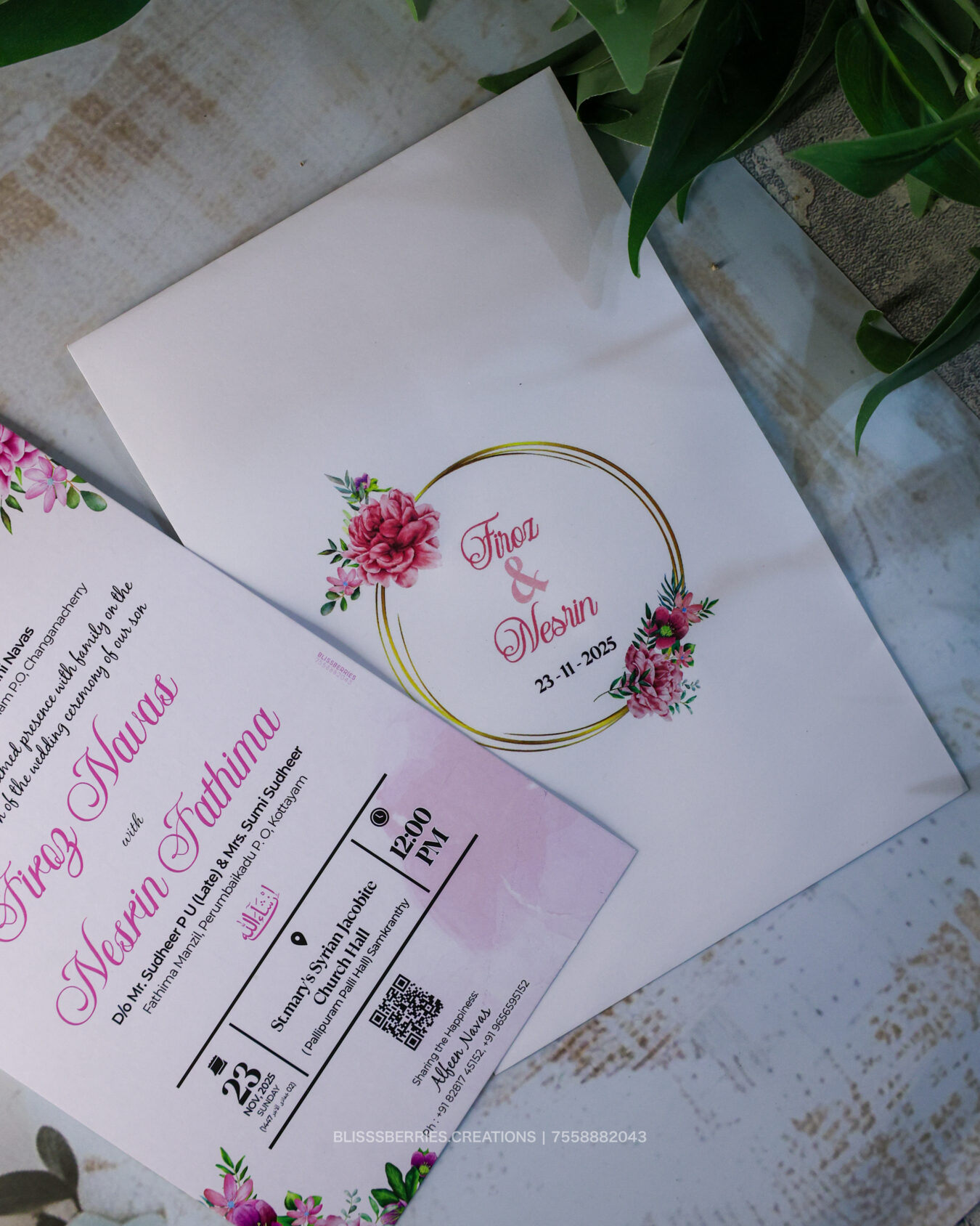 Single Layer Wedding Invitation with Envelope