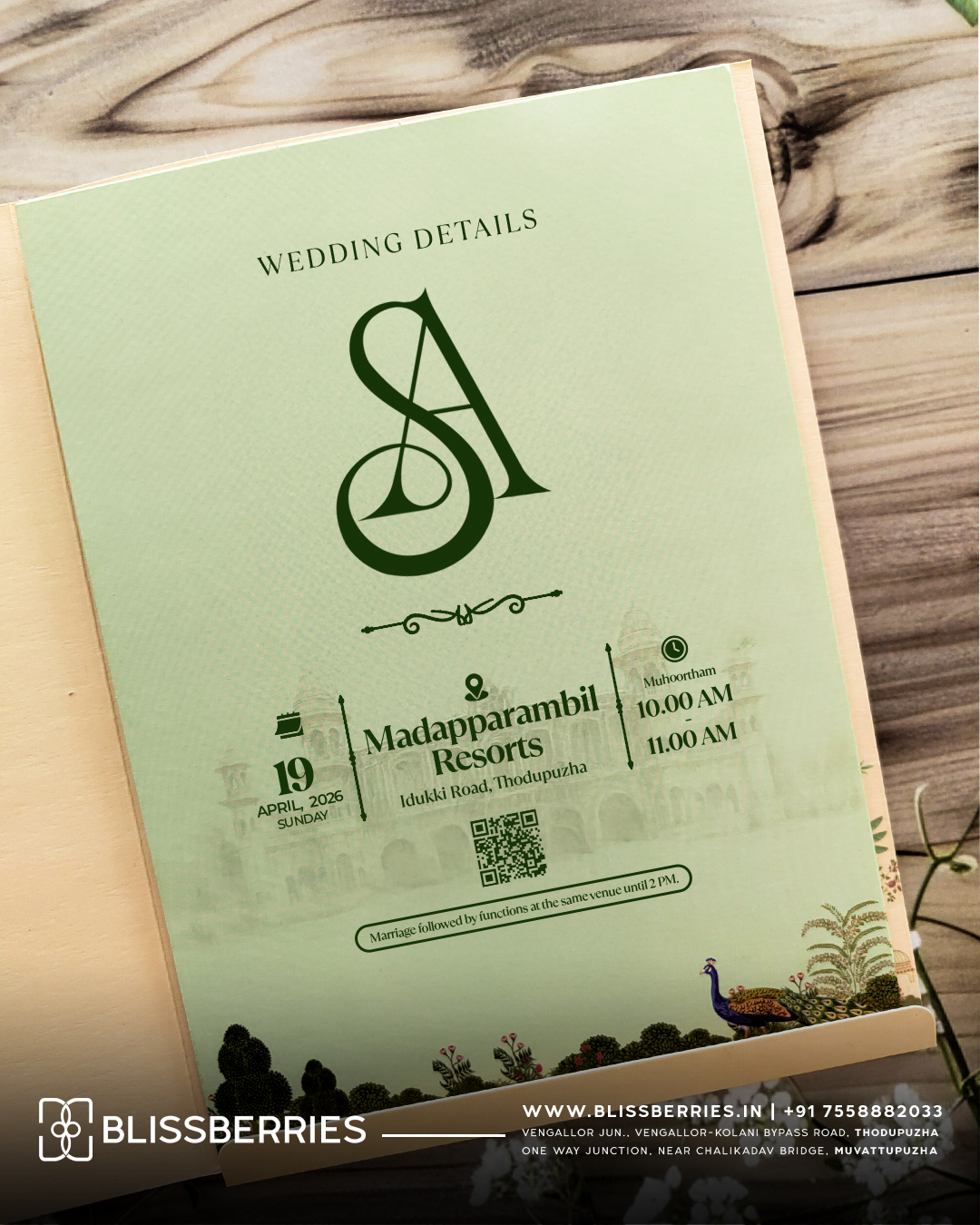 Premium Cream Royal Peacock MDF Laser-Cut Wedding Invitation Card with Elegant Floral Matching Envelope - Image 4