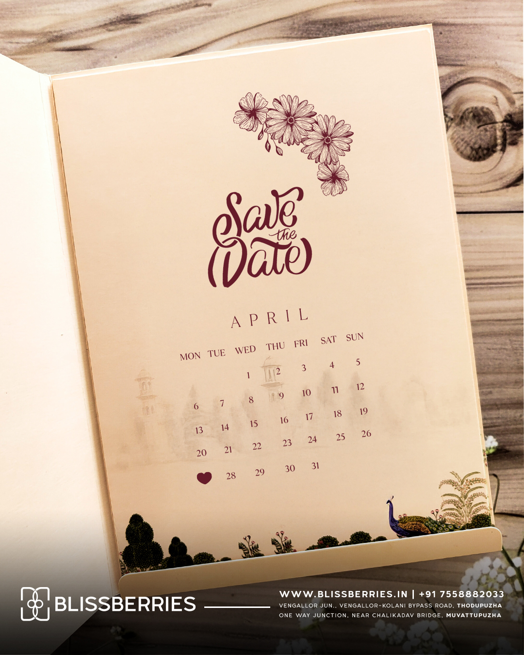 Premium Cream Royal Peacock MDF Laser-Cut Wedding Invitation Card with Elegant Floral Matching Envelope - Image 5