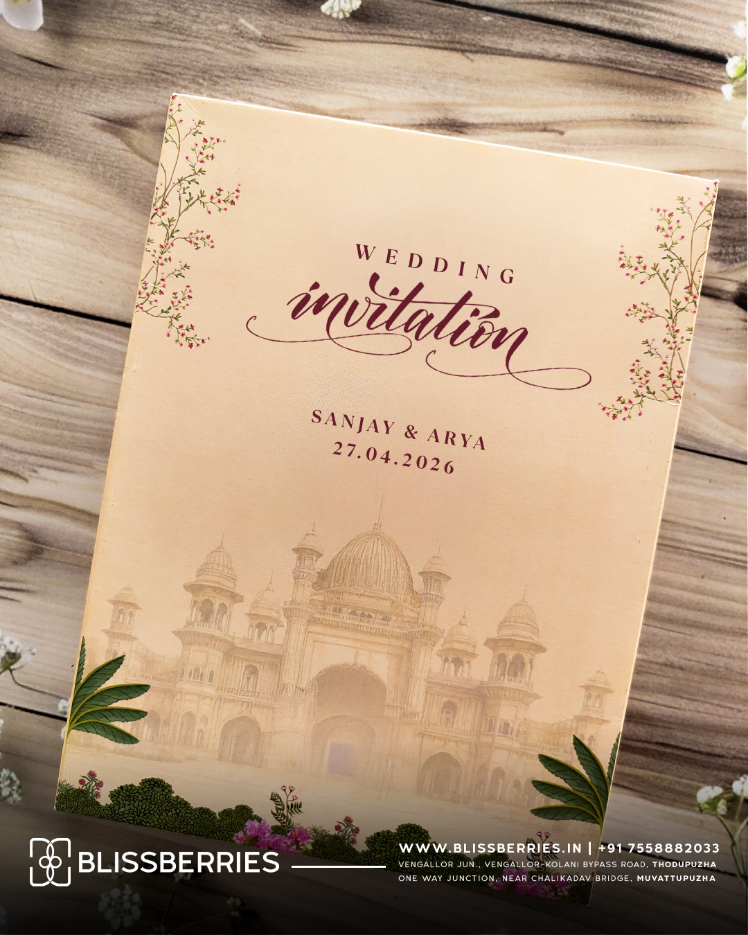 Premium Cream Royal Peacock MDF Laser-Cut Wedding Invitation Card with Elegant Floral Matching Envelope - Image 2
