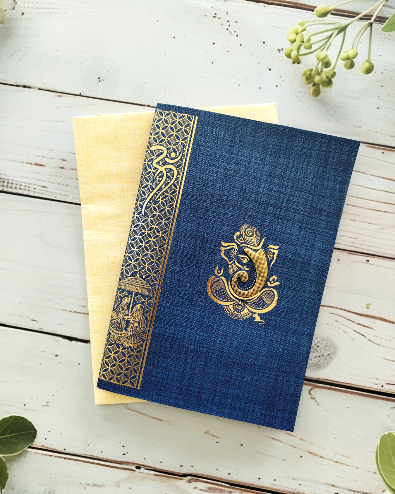 Blue Hindu Wedding Card with Envelope