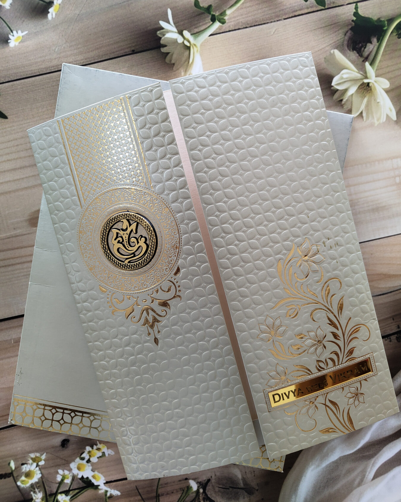 Premium Hindu Box Wedding Card with Acrylic Nameplate