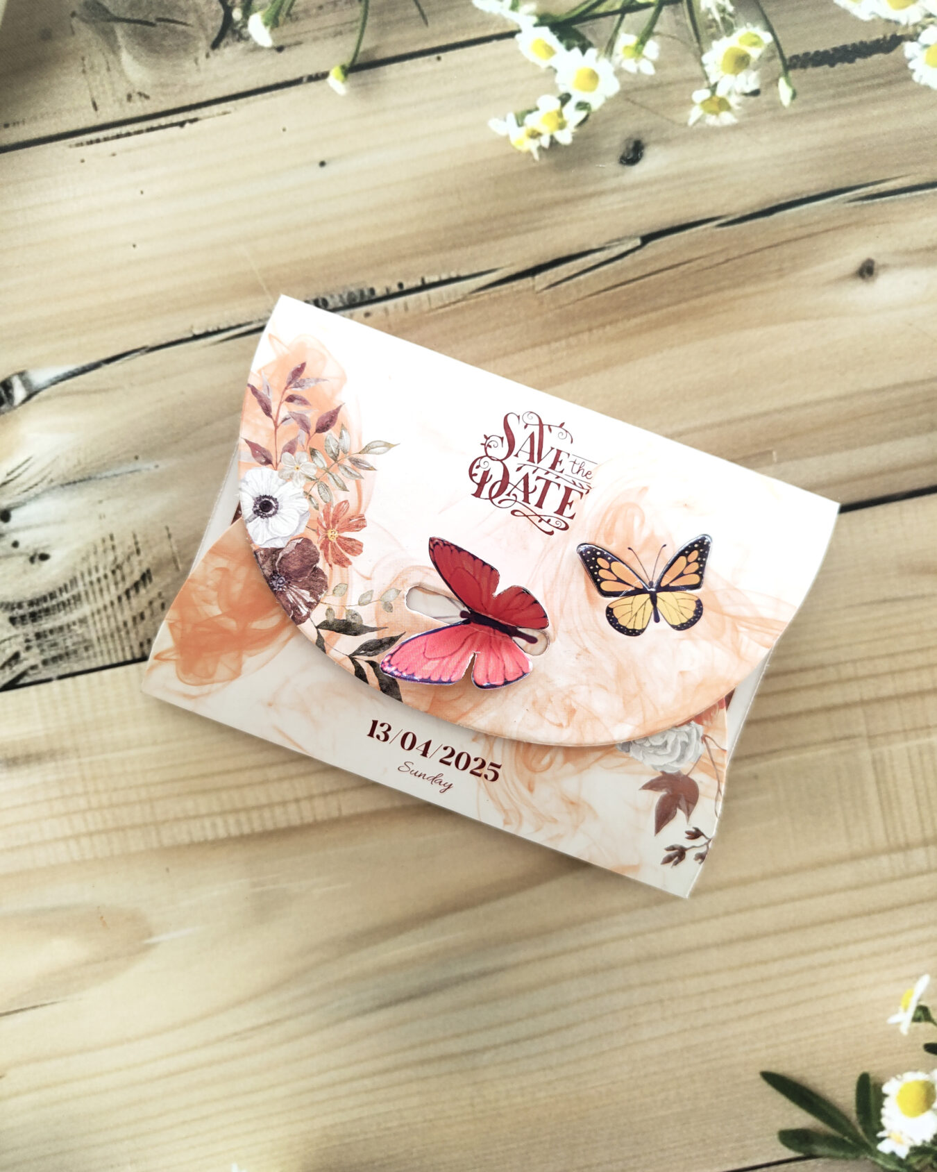 Orange Butterfly Wedding Invitation Card