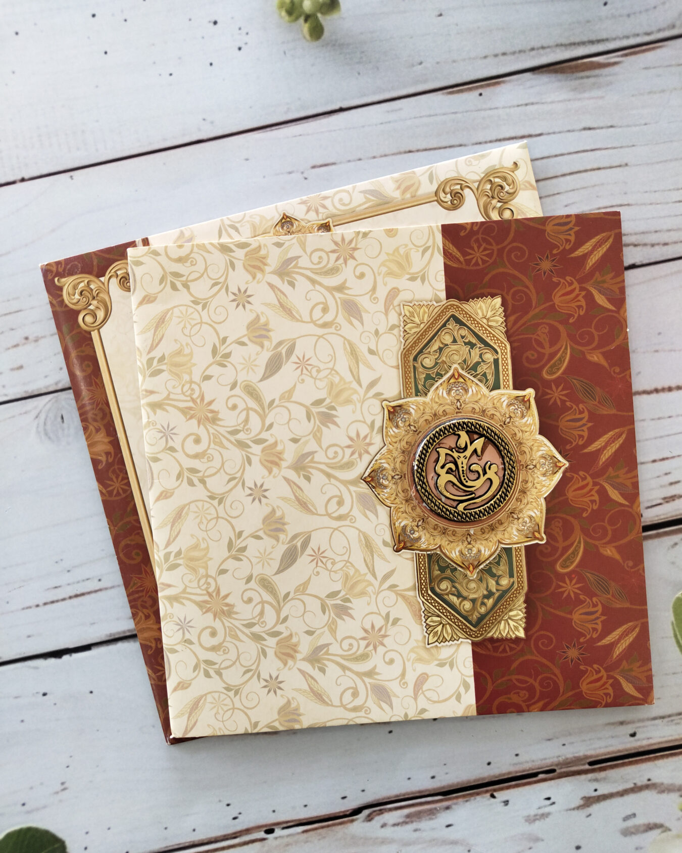 Indian Hindu Traditional Wedding Invitation Card with Matching Envelope