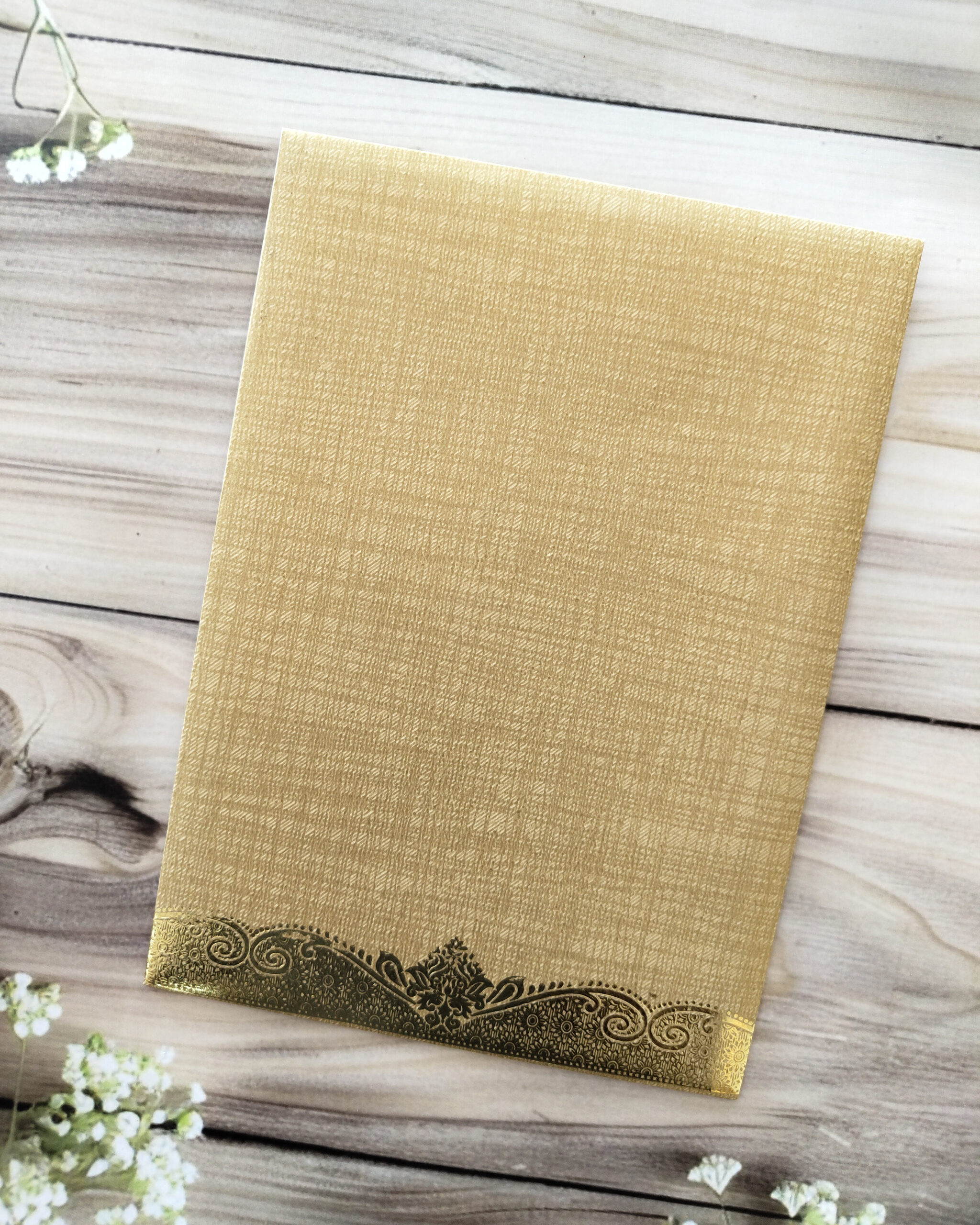 GOLDEN Card with Gold Foiled Ganesha Umbrella Wedding Invitation and Matching Envelope - Image 3