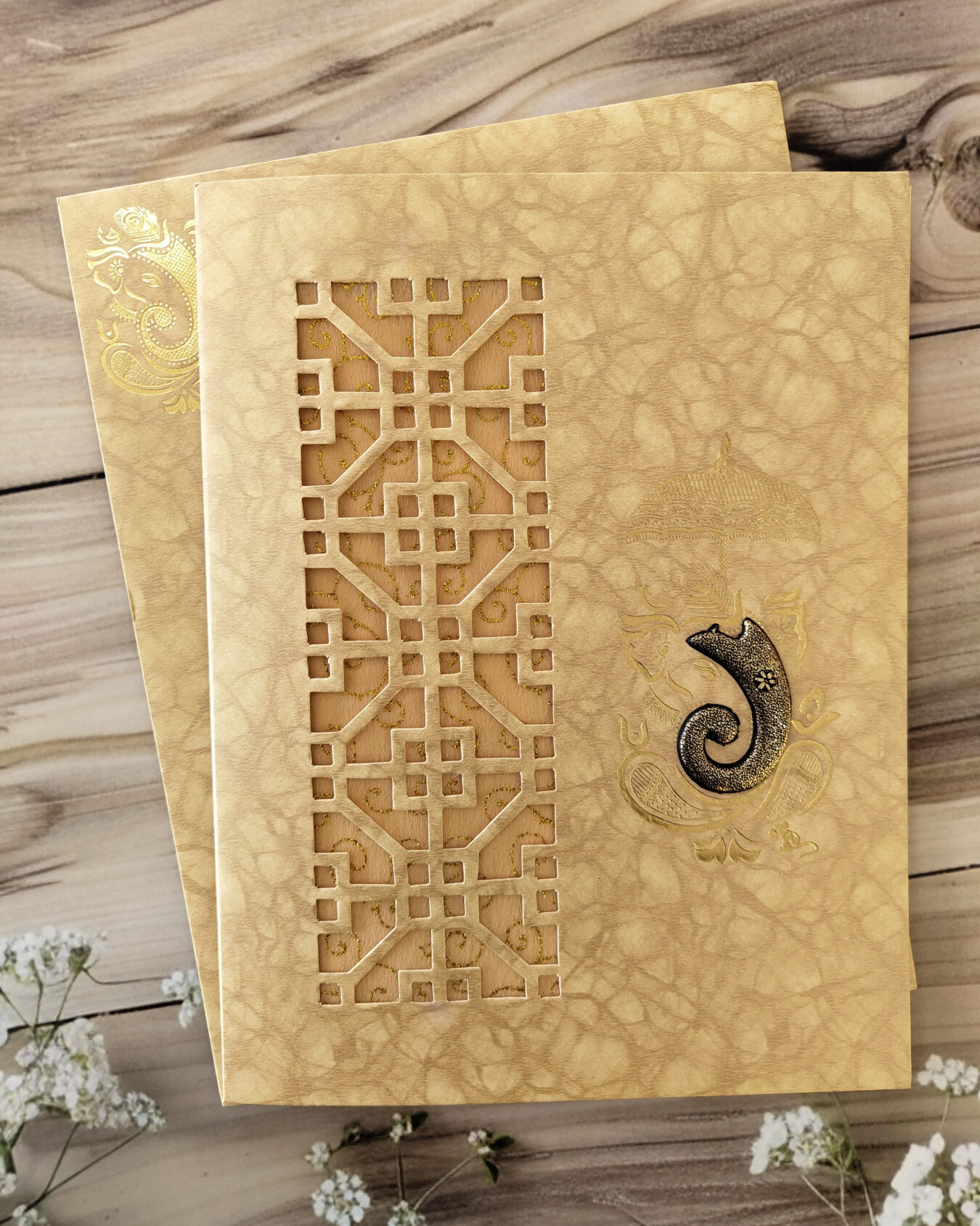Premium Yellow Die-Cut Wedding Invitation Card with Elegant Matching Envelope