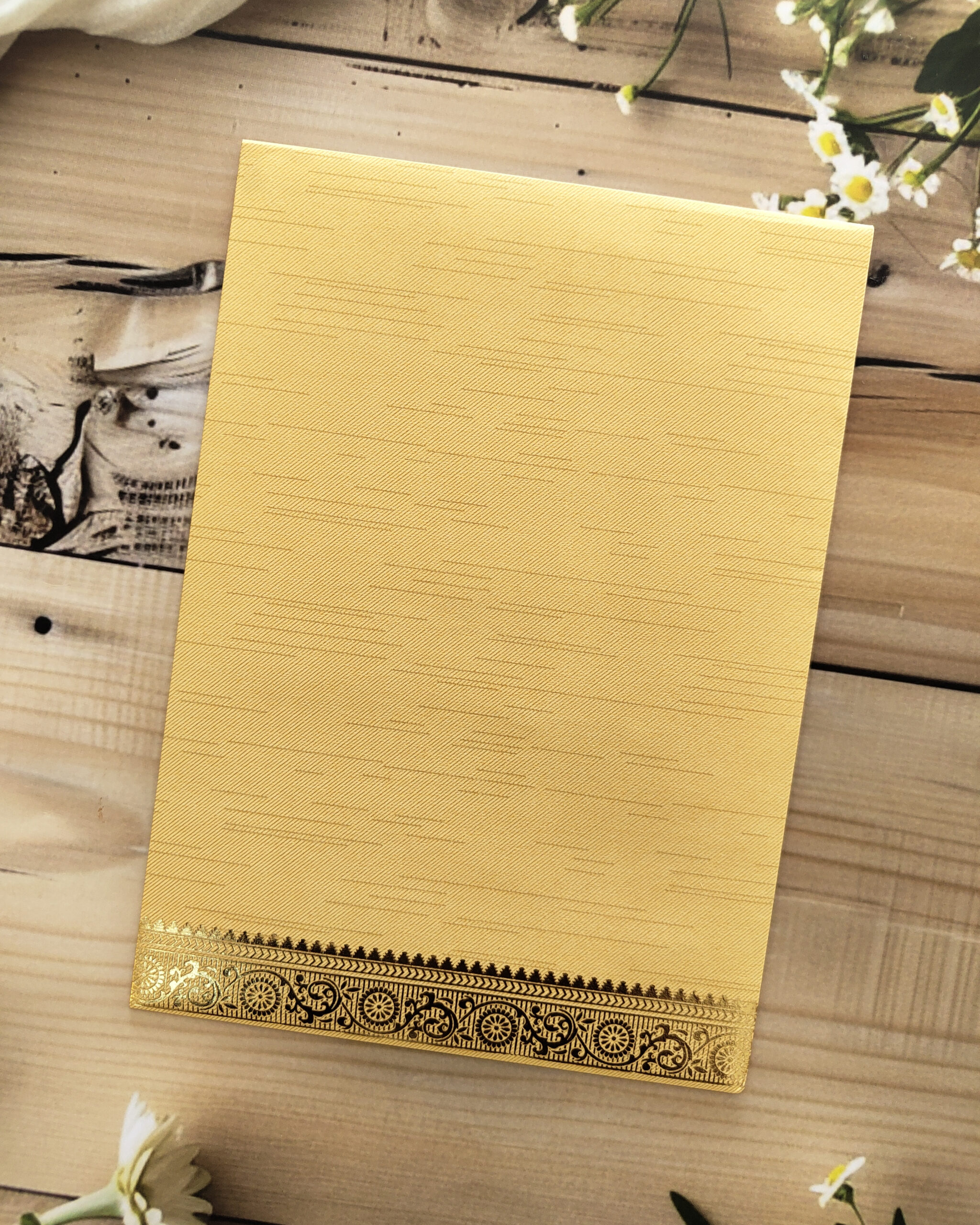 Gold Metallic Wedding Invitation Card with Gold Foiling, Customisable Emblem & Matching Envelope - Image 3