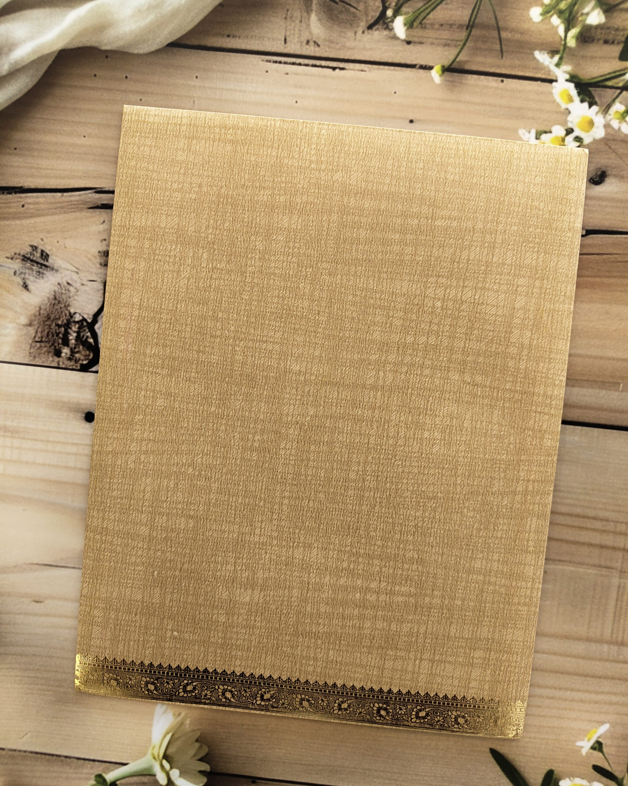 Brown Gold-Foiled Wedding Invitation Card with Customisable Emblem & Matching Envelope - Image 3