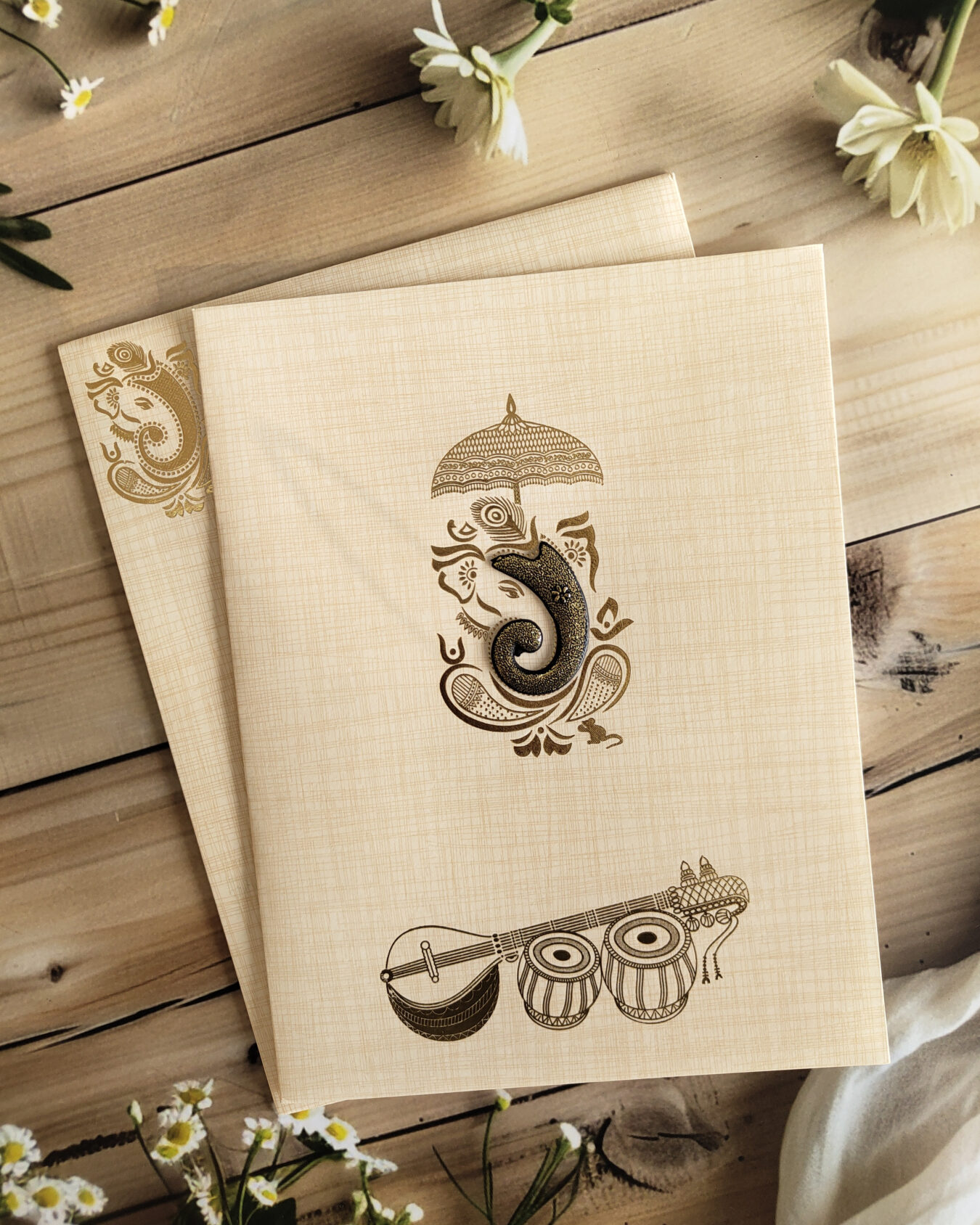 Elegant Sandal Wedding Invitation Card with Matching Envelope