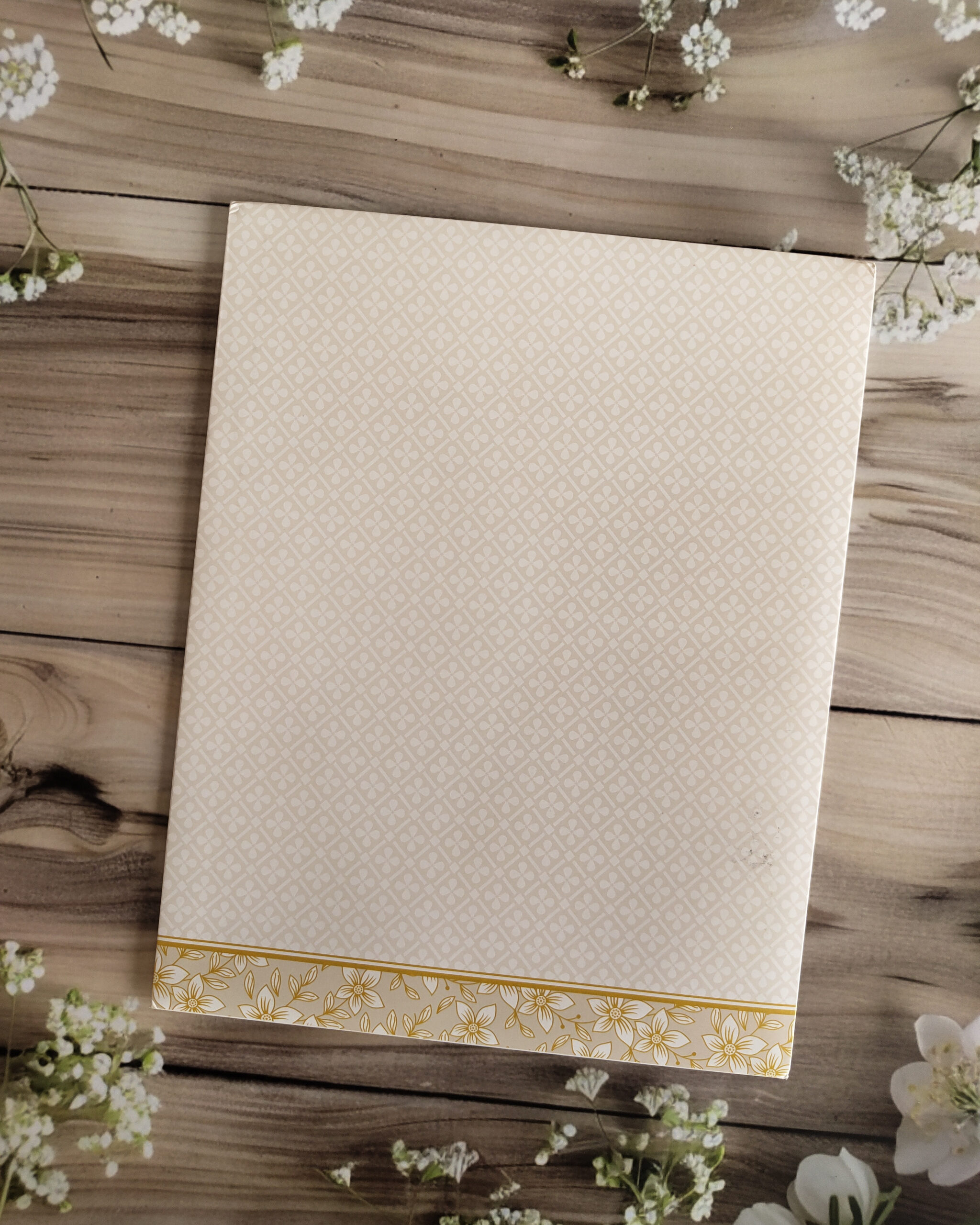 White & Yellow Ganesha Embossed Gold Foiled Wedding Invitation Card with Acrylic Nameplate, Customisable Emblem & Matching Envelope - Image 3