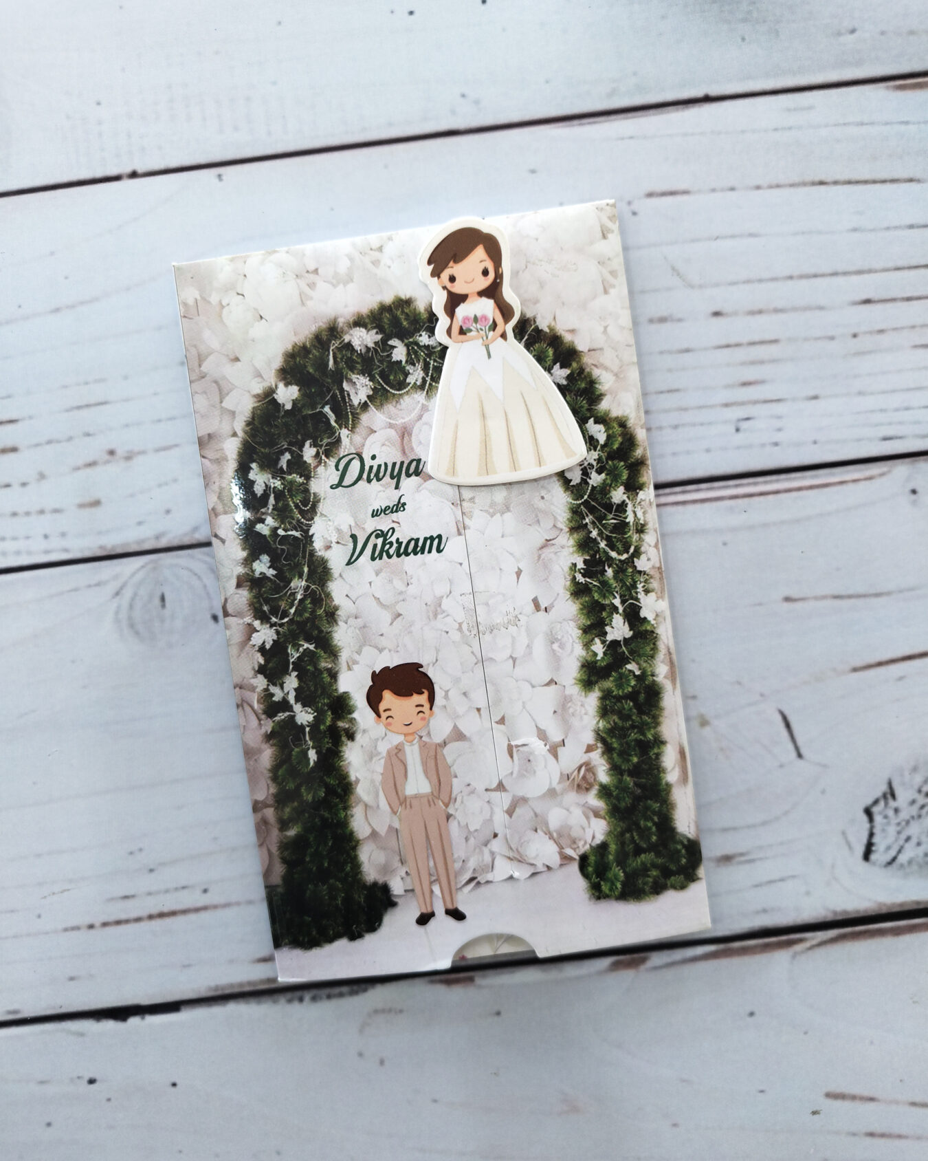 Elegant Pocket Size Sliding Wedding Invitation Card