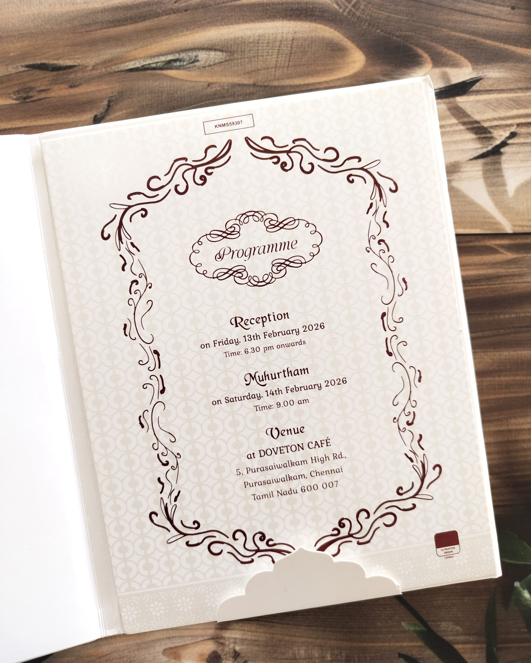 Pure White Luxury Padded Embossed Gold Foiled Wedding Invitation Card with Acrylic Nameplate, Customisable Emblem & Matching Envelope - Image 3