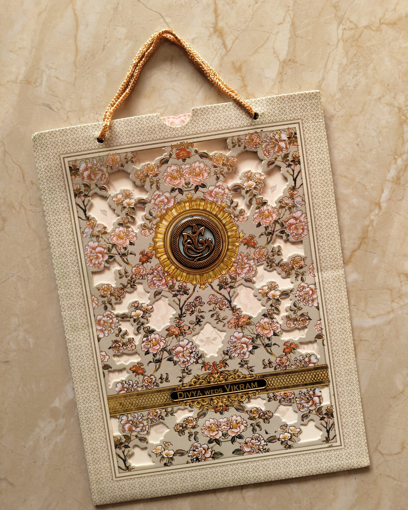 Royal 2-Fold Mint Green Shopper Bag Wedding Invitation Card with Acrylic Nameplate, Customisable Emblem & Matching Envelope