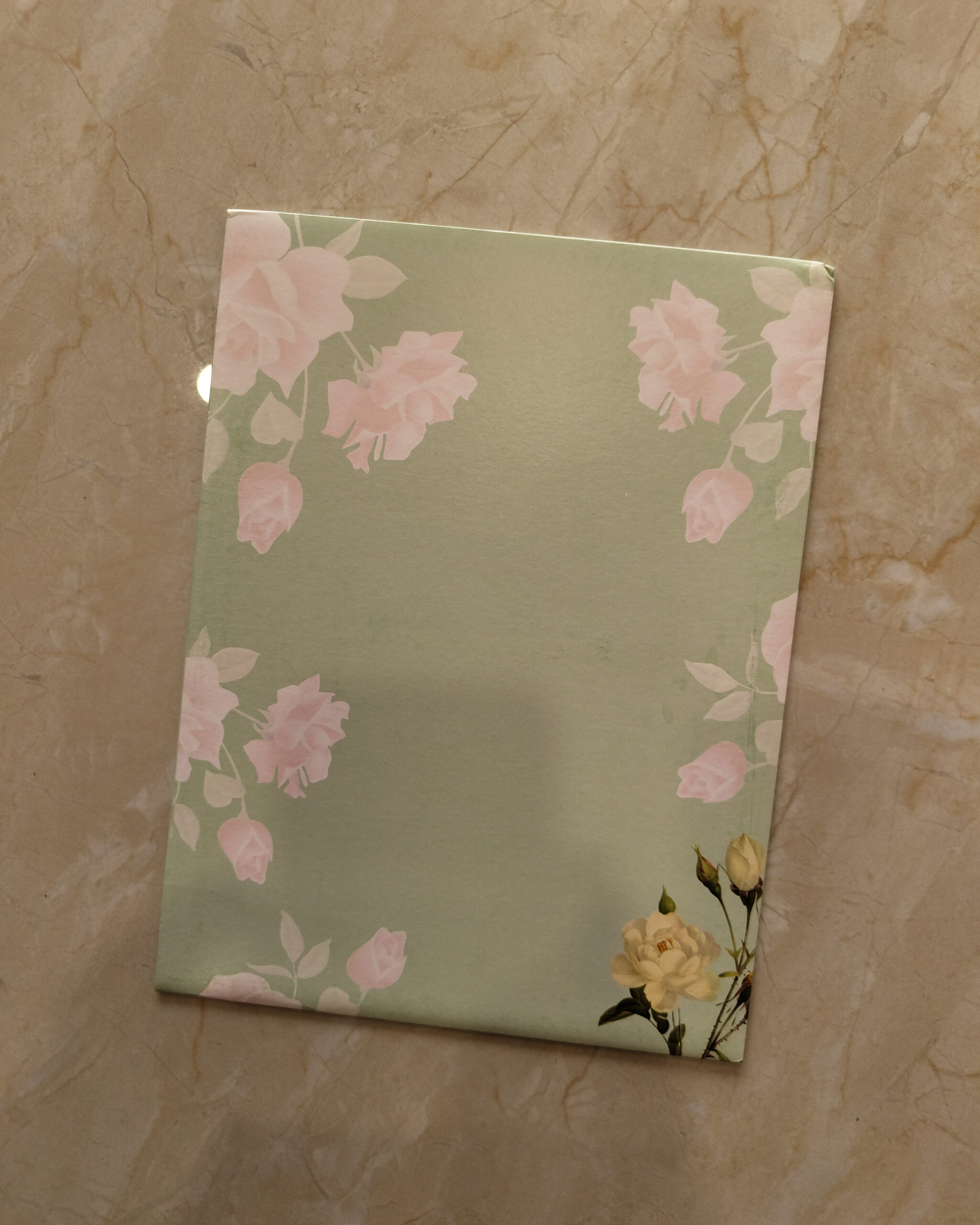 Mint Green Rose Floral Wedding Invitation Card with Acrylic Nameplate & Matching Envelope - Image 3