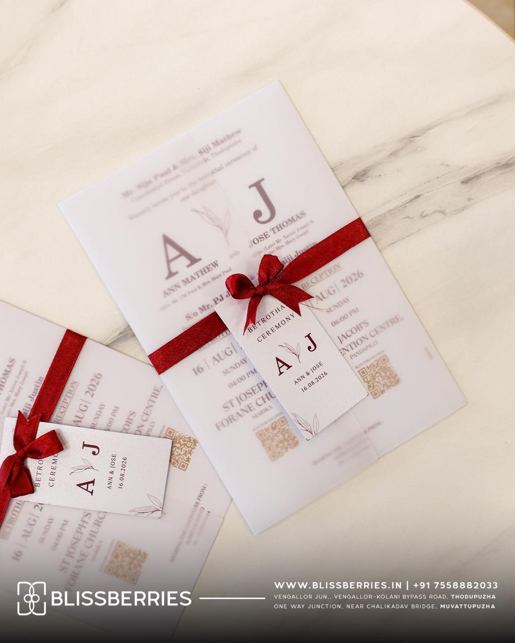 Elegant Premium Transparent Fold Wedding Invitation Card with Shimmer Finish