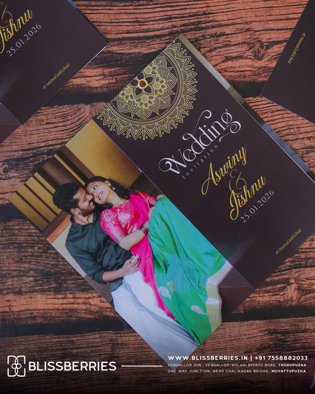 Custom Photo 8 Inch Square Wedding Invitation Card | Personalized Photo Marriage Card